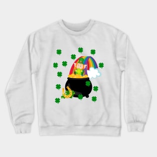 Leprechaun on rainbow Crewneck Sweatshirt